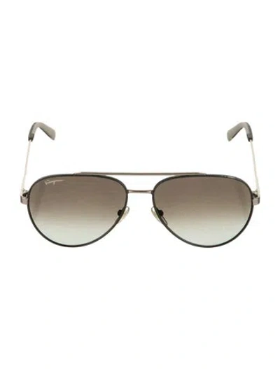 Pre-owned Ferragamo Aviator Gradient Sunglasses In Gold