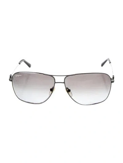 Pre-owned Ferragamo Aviator Gradient Sunglasses In Silver
