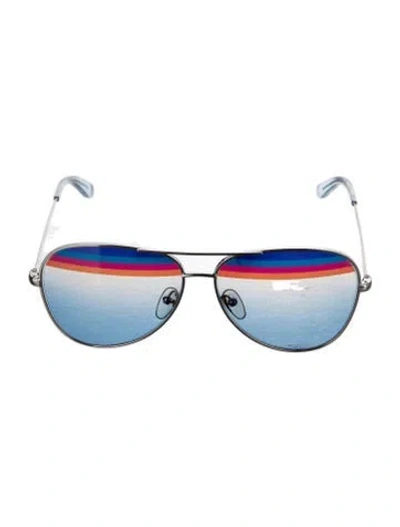 Pre-owned Ferragamo Aviator Gradient Sunglasses In Silver