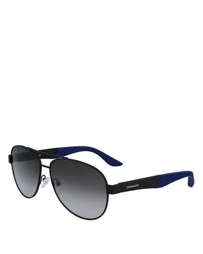Ferragamo Aviator Sunglasses, 62mm In Gray