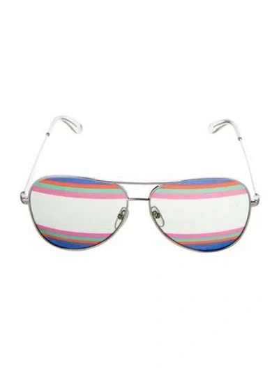 Pre-owned Ferragamo Aviator Tinted Sunglasses In Silver