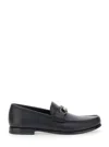 Ferragamo Alain Black Loafers With Almond Toe And Gancini On The Front In Leather Man In Black
