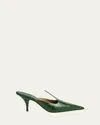 Ferragamo Avril Croc-embossed Leather Mule Pumps
