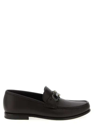 Ferragamo Gancini Ornament Loafers In Black