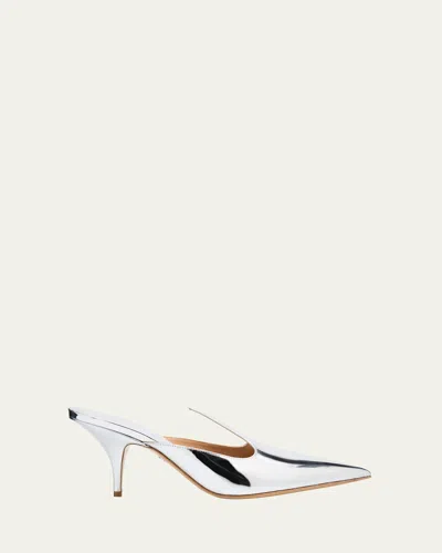 Ferragamo Avril Metallic Leather Mule Pumps