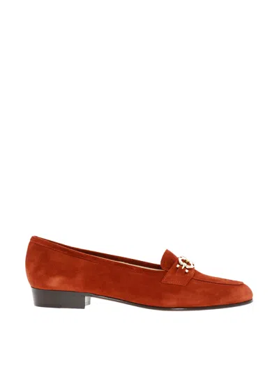 Ferragamo Babs Gancini Logo Loafers In Red