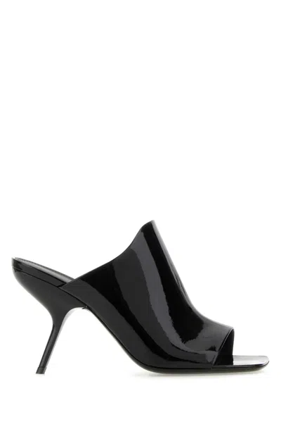 Ferragamo Back Leather Slide Mules In Black