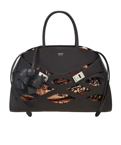 Ferragamo Back To Earth - Hug Handbag (l) In Brown