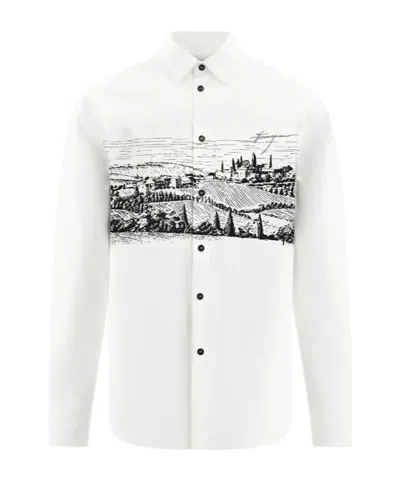 Ferragamo Back To Earth - Printed Shirt In White