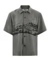 Ferragamo Printed Silk Shirt In Gray