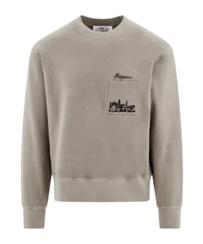 Ferragamo Back To Earth - Tuscany Print Sweatshirt In Gray