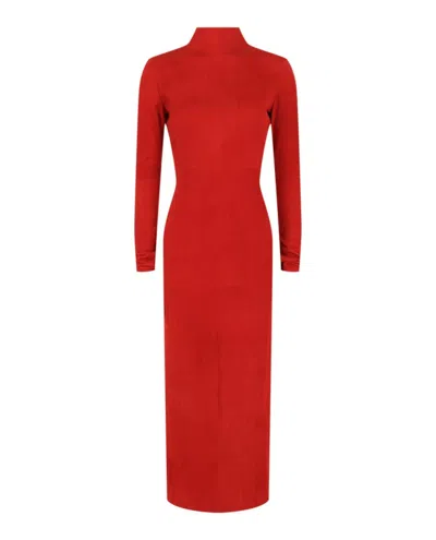 Ferragamo Backless Suede Dress In Red