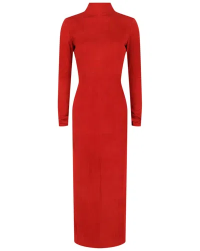 Ferragamo Backless Suede Dress In Red