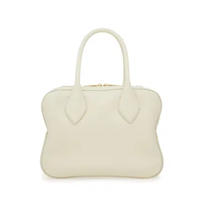Ferragamo Logo-stamp Leather Tote Bag In White