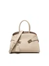 Ferragamo Medium Hug Leather Top Handle Bag In Beige