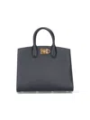 Ferragamo Studio Box Mini Leather Top-handle Bag In Black