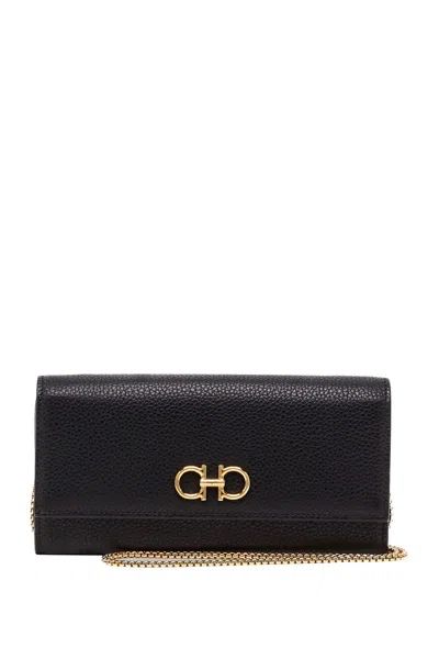 Ferragamo Gancini-plaque Leather Purse In Black