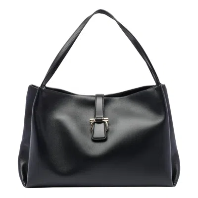 Ferragamo Medium Leather Tote Bag In Black