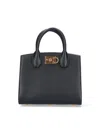 Ferragamo Studio Box Mini Leather Top-handle Bag In Black