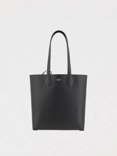 Ferragamo Grained Leather Tote Bag Textured Finish In Black
