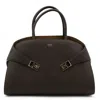 Ferragamo Brown Leather Hug Th M Top Handle Bag In Black