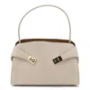 Ferragamo Light Grey Leather Hug Soft Shoulder Bag