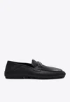Ferragamo Leather Loafers With Subtle Buckle Detail In Black