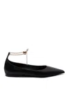 Ferragamo Dada Flache Schuhe Mit Spitzer Kappe Aus Satin In Black