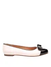 Ferragamo Black And Ballet Pink Two-tone Varina Ballet Flats In White