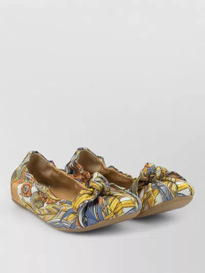 Ferragamo Ballerina Shoes Bow Detail Elastic Trim In Multi