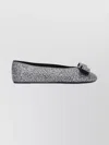Ferragamo Ballerina Shoes With Bow And Embellishments In Gray