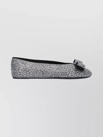 FERRAGAMO BALLERINA SHOES WITH BOW AND EMBELLISHMENTS