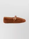 Ferragamo Ballerina Shoes With Buckle And Faux Fur In Animal Print