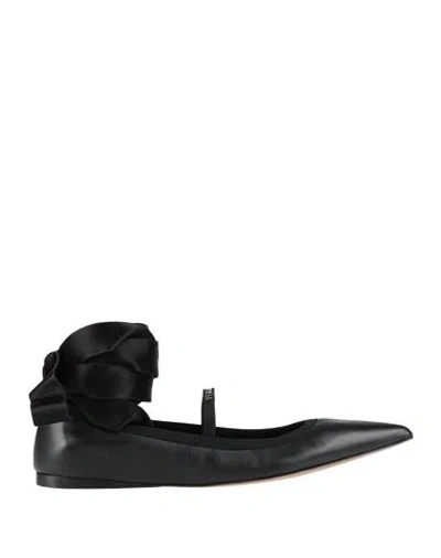 Ferragamo Ballerina Woman Ballet Flats Black Size 8 Leather In Animal Print