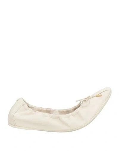 Ferragamo Ballerina Woman Ballet Flats Cream Size 5.5 Lambskin In White