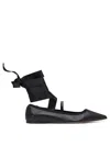 Ferragamo Carice Satin-trimmed Leather Ballet Flats