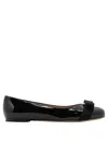 Ferragamo Glossy Leather Ballerinas With Bow Accent