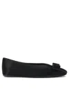 Ferragamo Bow Leather Ballet Flats In Black