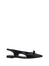 Ferragamo Woman Slingback Ballet Flat With Mini Bow In Black