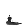 Ferragamo Carice Satin Ribbon Tapered Ballerinas In Black