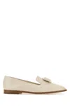 Ferragamo Ivory Leather Zamira Loafers