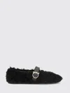 Ferragamo Black Ballerinas With Shearling Design And Buckle In Leather Woman In Black