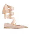 Ferragamo Women Carice Ballet Flat With Ankle Ribbon In Nude