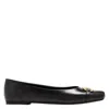 Ferragamo Ballet Flat With Gancini Ornament In Black