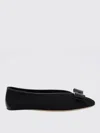 Ferragamo Vanna V Ballerinas In Velvet In Black