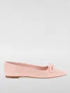 Ferragamo Woman Ballet Flat With Asymmetric Bow In Blush Pink