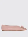 Ferragamo Light Pink Leather Ballet Flats In Multicolor