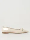 Ferragamo Annie Patent Leather Ballerina Flats In White