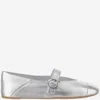 Ferragamo Ballerina Woman Ballet Flats Silver Size 6 Lambskin In Silver