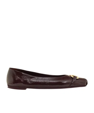 FERRAGAMO FERRAGAMO GANCINI EMBELLISHED BALLET FLAT SHOES